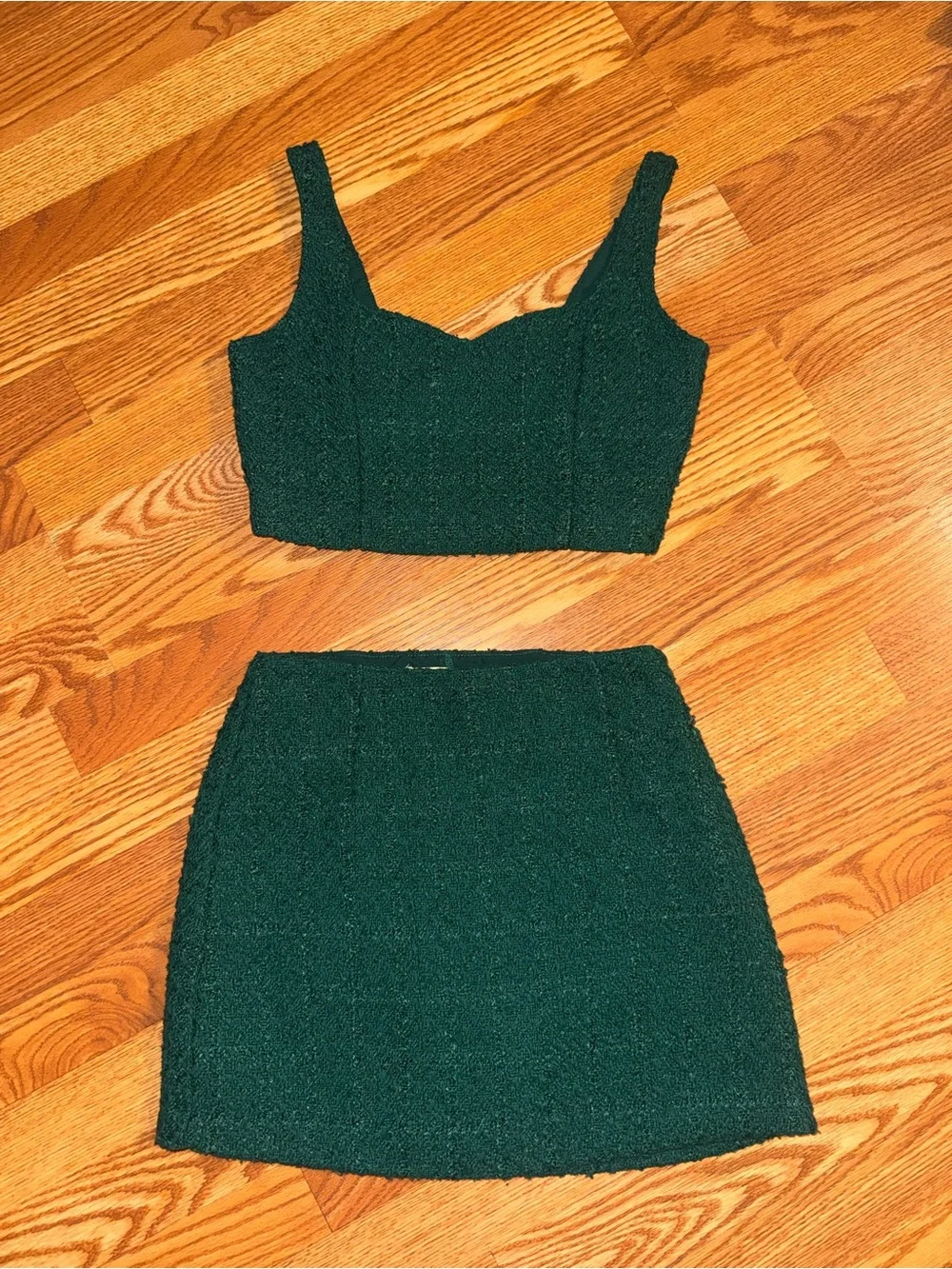 Abercrombie & Fitch Dark Green Tweed Mini Skirt Set - Women. Worn once.